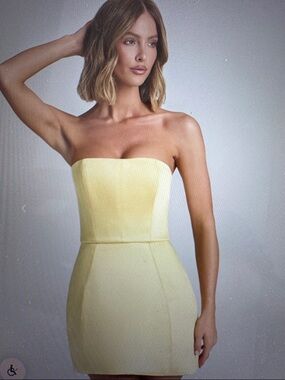 Oh Polly Haisley Bandeau Structured Tulip Mini Dress Lemon Sherbert Size 6 NWT